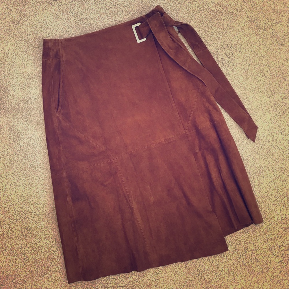 WHBM Suede Wrap Skirt